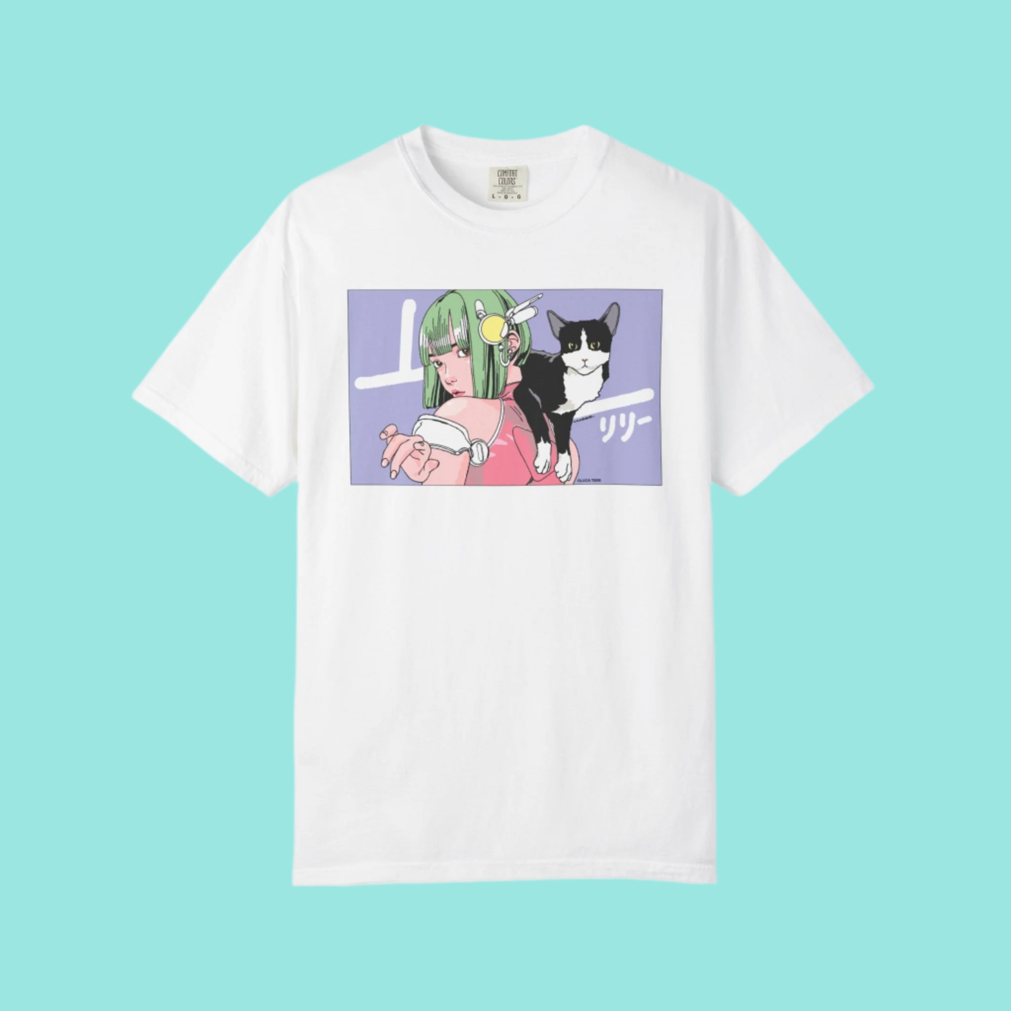 lily white cat shirt Luca Tieri x Q Pop - Lily In LA Exhibition T-Shirt