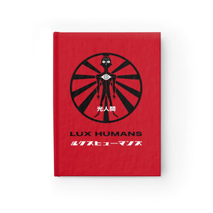LUX HUMANS Stylish Hardcover Red Journal - Logo on cover, Unique Notebook, Gift for Creatives, Personal Diary, Japanese-Inspired Art