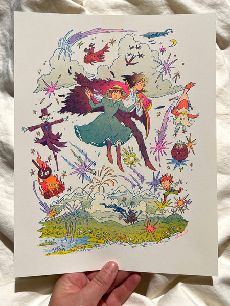 Natalie Andrewson - Howl's Moving Castle Small Riso Print