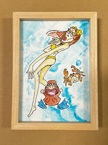 Clay Song - "Rare Sea Monsters" Framed Art ( Super Milk Chan Tribute Art Show )