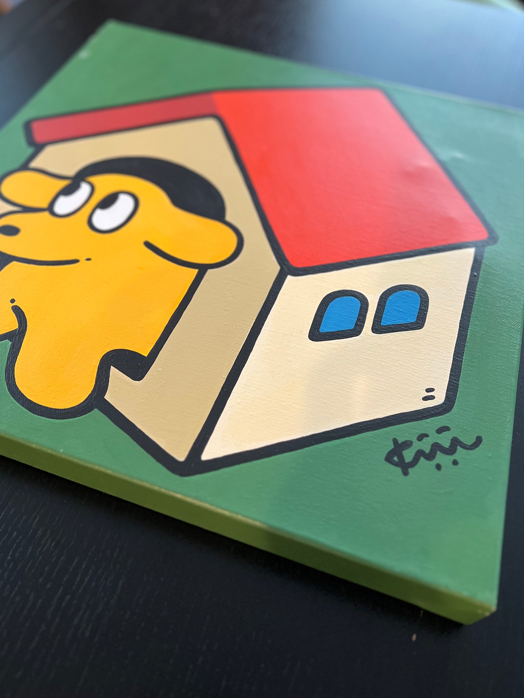 Kiriko Arai - Dog and Home Original Painting - Kiriko Solo