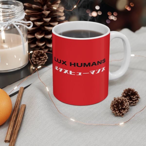 Lux Humans Red  Mug | Unique Coffee Cup for Creatives, Gift for Artists, Japanese Inspired Design, Home & Office Decor, Tea Lovers