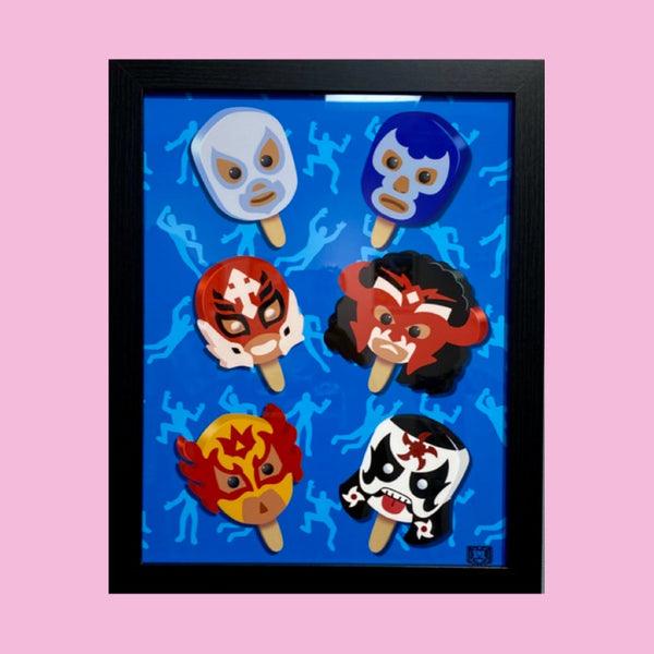 Raymundo Mendoza Landa - "Lucha Paletas" Framed Art Print | Power Slam!: Pro Wrestling Show