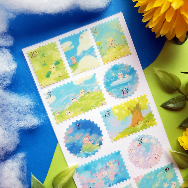 Cat-tastic Adventures’ Stamps Sticker Sheet