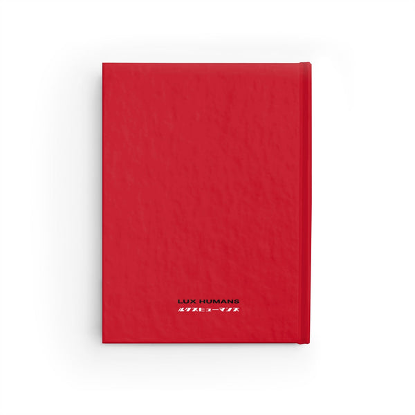 LUX HUMANS Stylish Hardcover Red Journal - Logo on cover, Unique Notebook, Gift for Creatives, Personal Diary, Japanese-Inspired Art