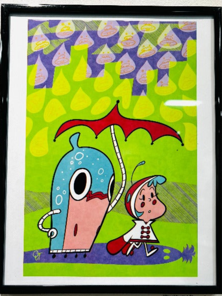 Quentin Tracy - "Presidential Shower" Framed Art ( Super Milk Chan Tribute Art Show )