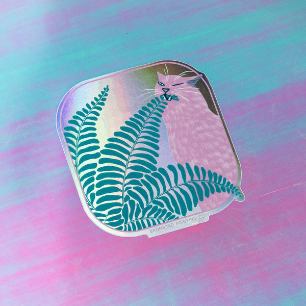 Fern Cat Holograph Sticker