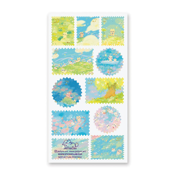 Cat-tastic Adventures’ Stamps Sticker Sheet