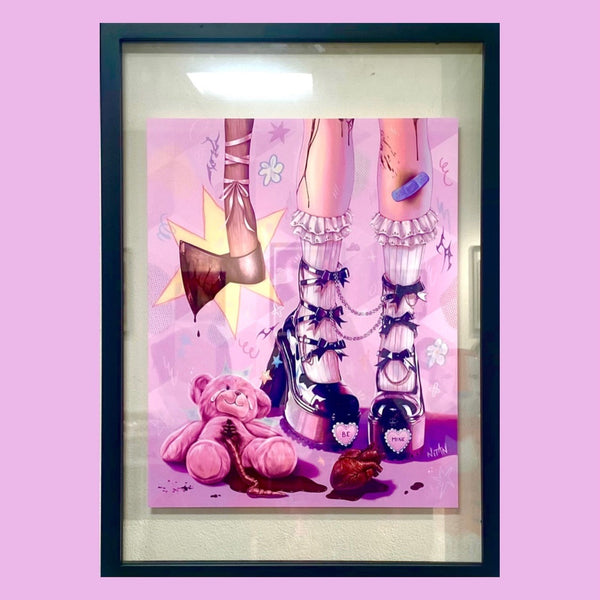 Nitan Pastel - "The Blood Brings Out Colour and Fluoresce" Framed Print | Crimson Shadows: Italian Horror Art Exhibition