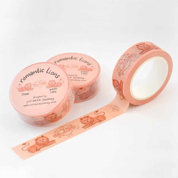 Romantic Lions Pink 15mm Washi Tape