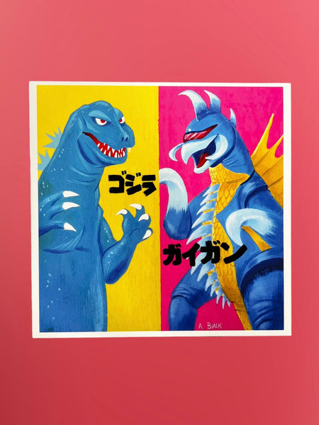 Andy Bialk Godzilla & Gaigan Art Print