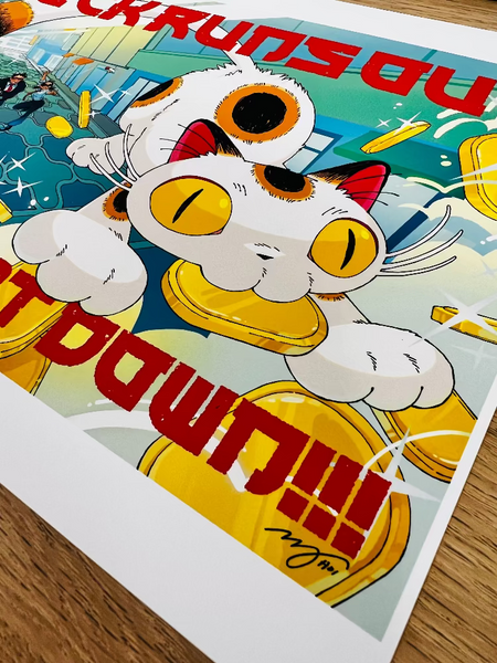 Miv Choi - Luck Runs Out - Art Print- Maneki Neko Exhibition