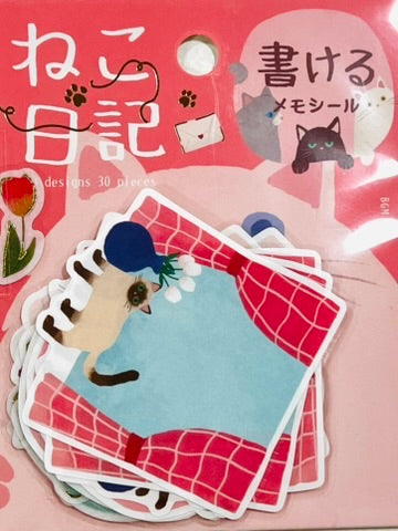 Neko Diary Writable Memo Stickers