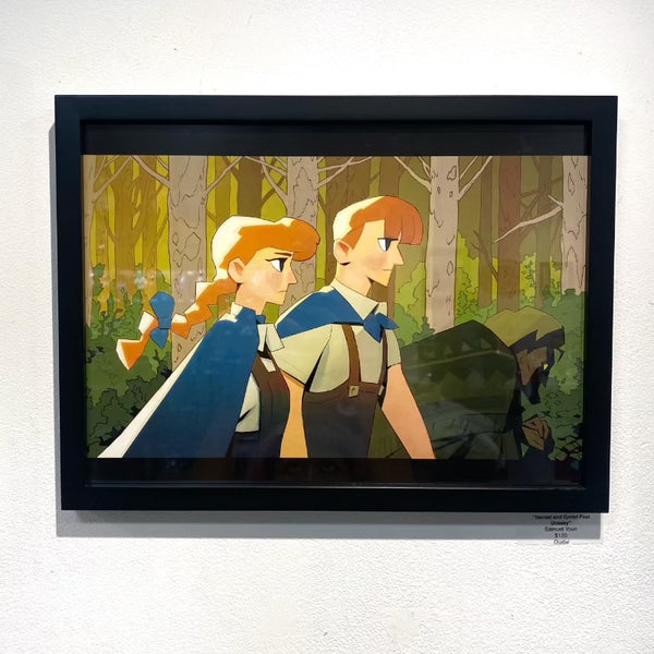 Samuel Youn - "Hansel and Gretel Feel Uneasy" Framed Art (Once Upon A Time: A Fairy Tale Art Show)