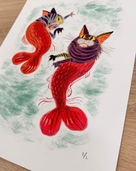Leo Matsuda - Mermcats - Original Artwork - Warriors And Demons Solo Exhibition
