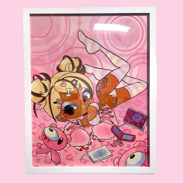 Susanna Reed - Gloomy's Biggest Fan - Framed Giclee - Gloomy Bear Exhibition