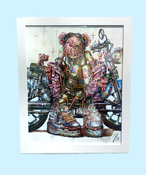 Helen Highton - GLOOOMY Ride -  (SOLD OUT) Framed Artwork - Gloomy Bear Exhibition
