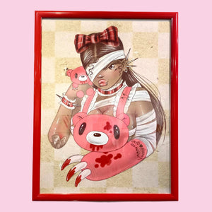 Manuela Soto Sosa - Plushie_x_Bandage - Framed Giclee - Gloomy Bear Exhibition