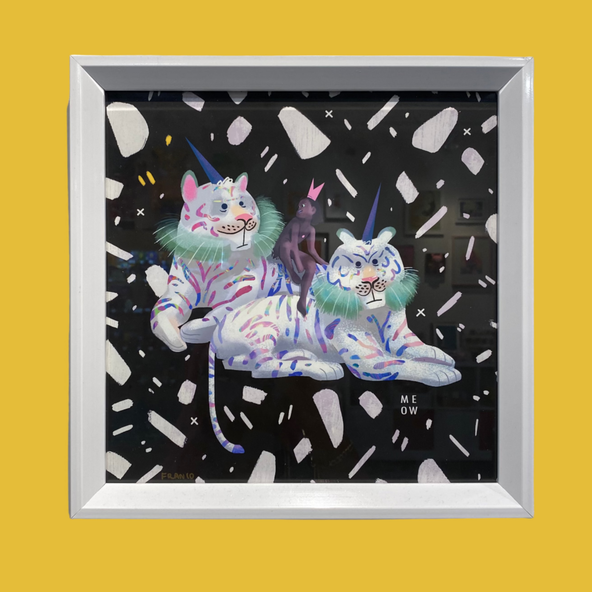 Tania Franco - "White Cat" Framed Print