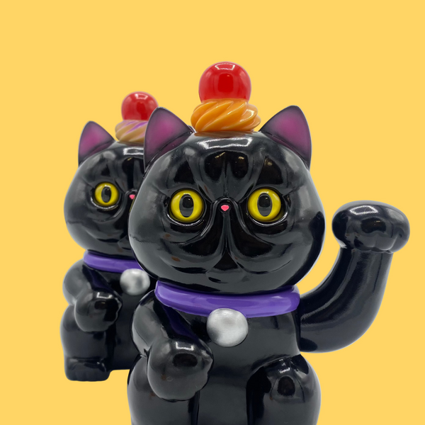 Refreshment Toy - Black Exotic Lucky Cat : Orange Whip | Soft Vinyl Toy