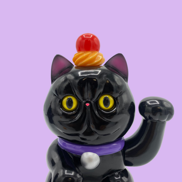 Refreshment Toy - Black Exotic Lucky Cat : Orange Whip | Soft Vinyl Toy