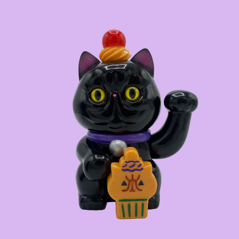 Refreshment Toy - Black Exotic Lucky Cat : Orange Whip | Soft Vinyl Toy