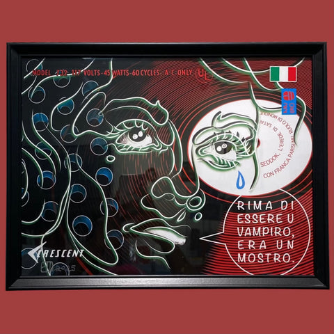 Luck.E.Bat - "Atom Age Vampire" Framed Print | Crimson Shadows: Italian Horror Art Exhibition