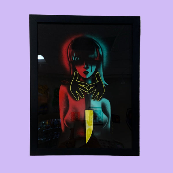 Bunny Baum - "il problema" Framed Print | Crimson Shadows: Italian Horror Art Exhibition
