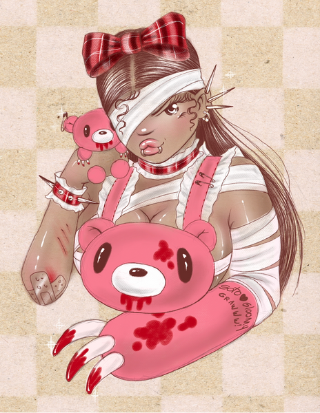 Manuela Soto Sosa - Plushie_x_Bandage - Framed Giclee - Gloomy Bear Exhibition