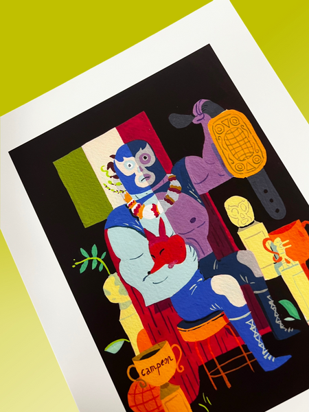 Oliver Akuin - Demonio Azul - Art Print | Power Slam!: Pro Wrestling Show