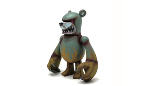 Touma - One Off Rust Custom Knuckle Bear Flames of Deep Green & Yellow Custom Toy - Touma & Mao Exhibition