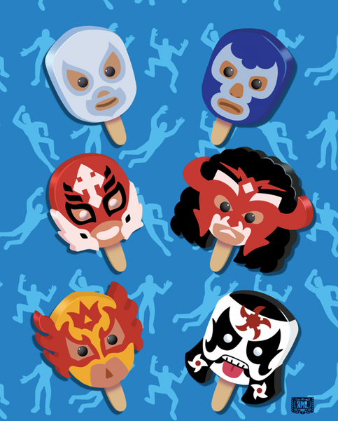 Raymundo Mendoza Landa - "Lucha Paletas" Framed Art Print | Power Slam!: Pro Wrestling Show