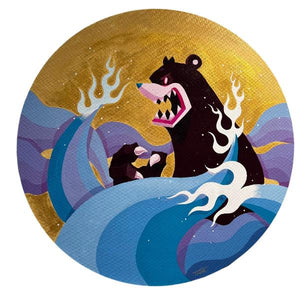 Touma - Knuckle Bear Big Wave - Original artwork on Big Size Canvas - Touma & Mao Exhibition