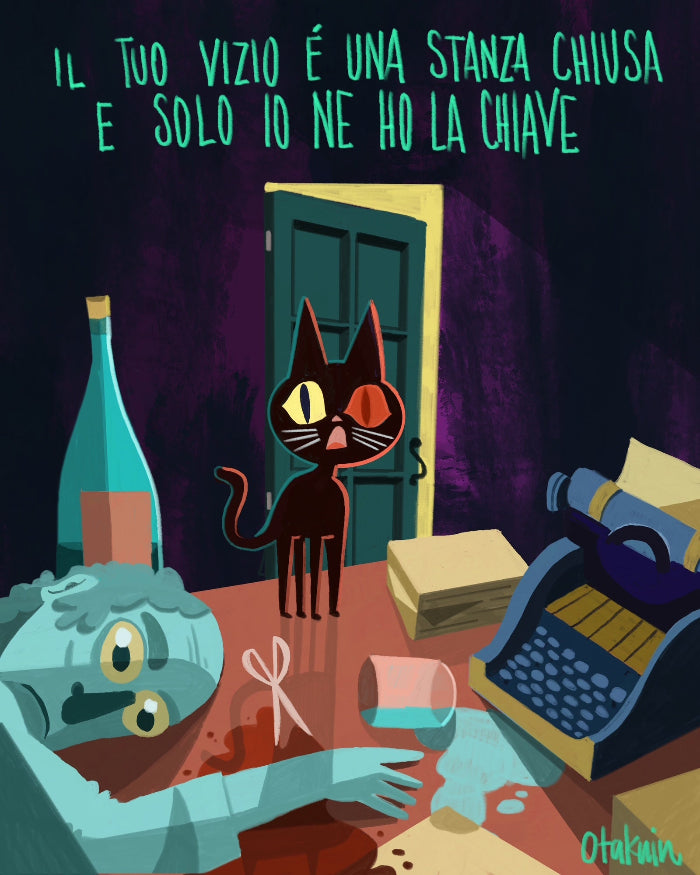 Oliver Akuin - "Your Vice Is A Locked Room" Print | Crimson Shadows: Italian Horror Art Exhibition