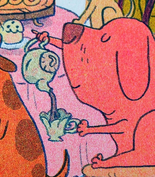 Doggy Tea Party Riso Print