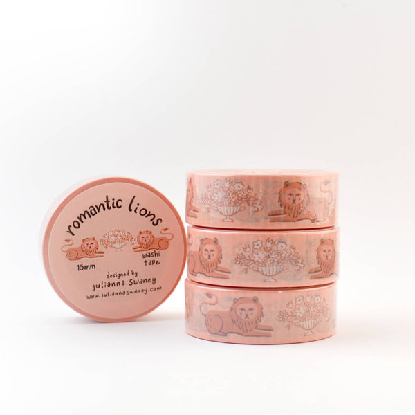 Romantic Lions Pink 15mm Washi Tape