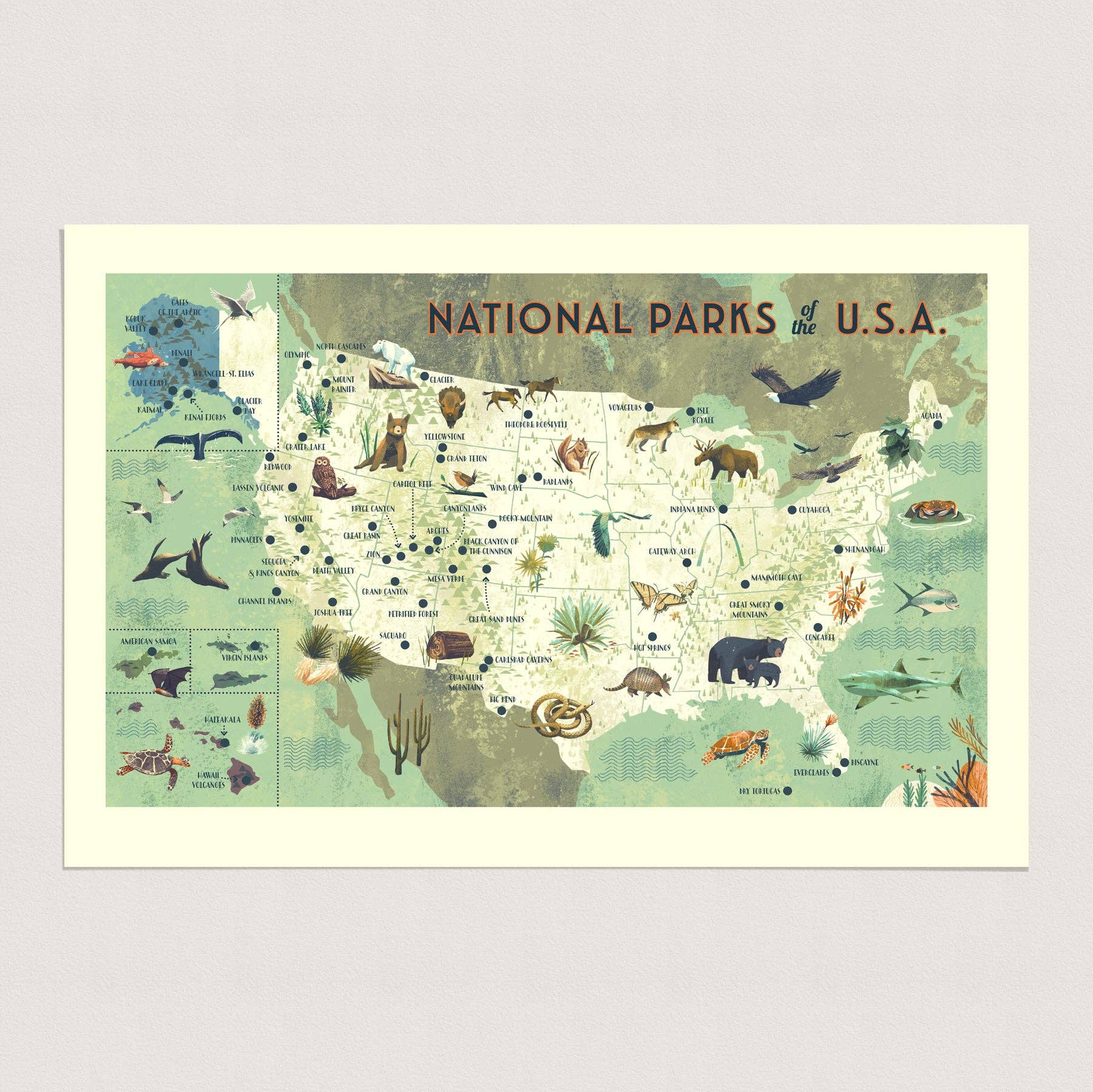 Chris Turnham - National Parks of the USA Map | Art Print