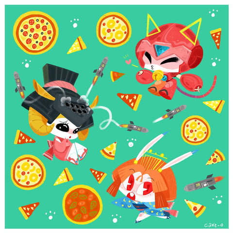 Keiko Murayama - Samurai Pizza Cats Print