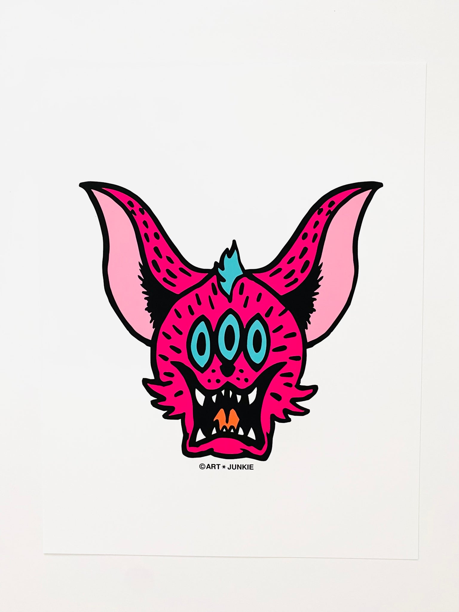 Art Junkie Pop Up Show - Violent Cat - Pink Face - Art Print